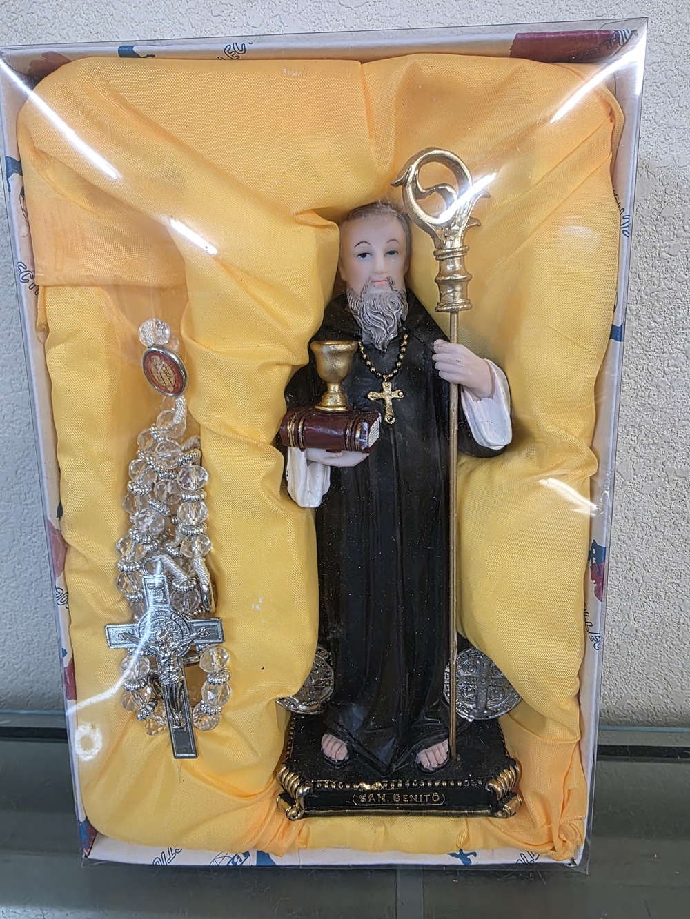 San Benito Religious Statue - Black and Gold